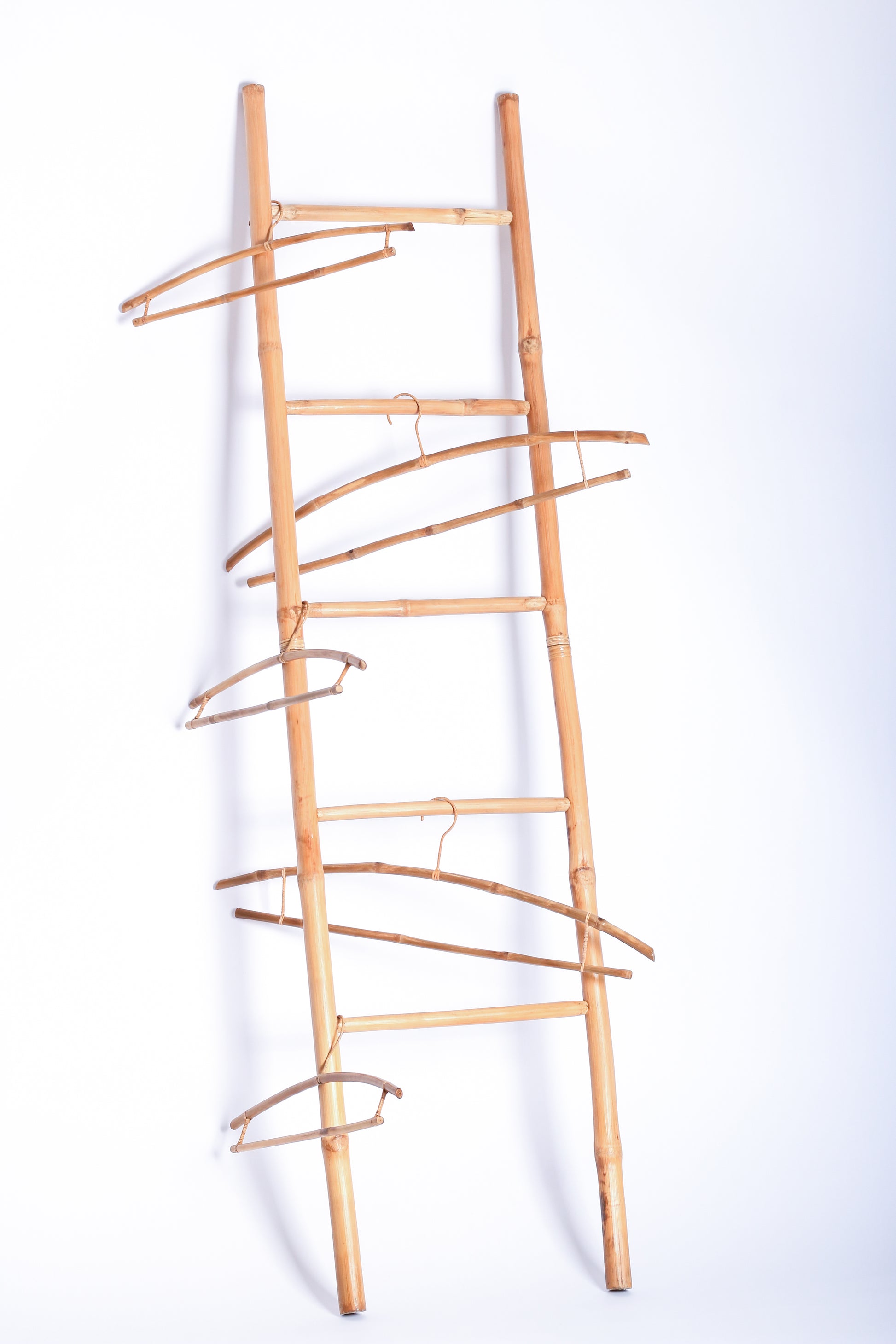 Veronica Bamboo Display Ladder crafted from sustainable bamboo, offering a multi-functional, eco-friendly storage solution. Perfect for towel racks, garment displays, and home decor, this elegant ladder adds a natural touch to any space.