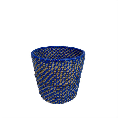 Handwoven Alice Blue Small Baskets - vibrant, eco-friendly baskets ideal for desk organization, document storage, and showcasing decor, adding sustainable style to any workspace or home.