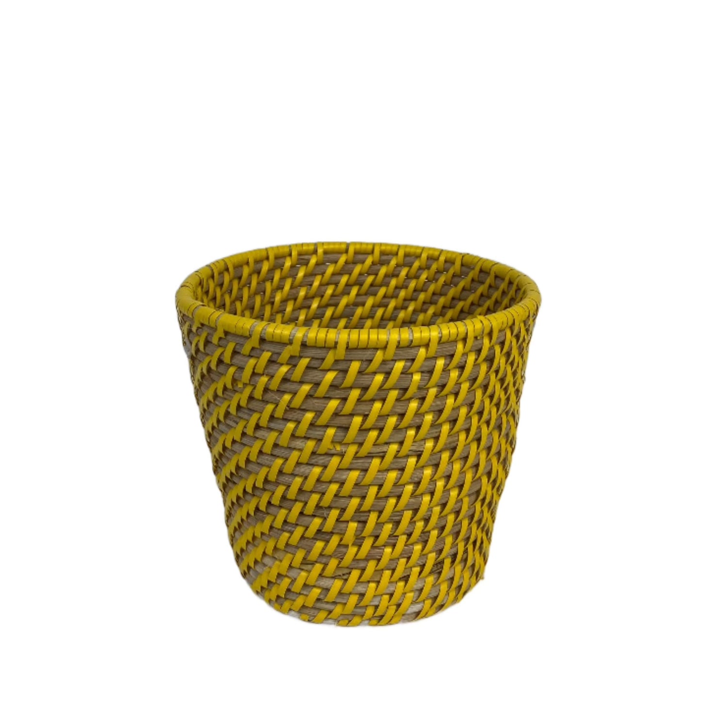 Handwoven Alice Yellow Small Baskets - vibrant, eco-friendly basket ideal for desk organization, document storage, and showcasing decor, adding sustainable style to any workspace or home.