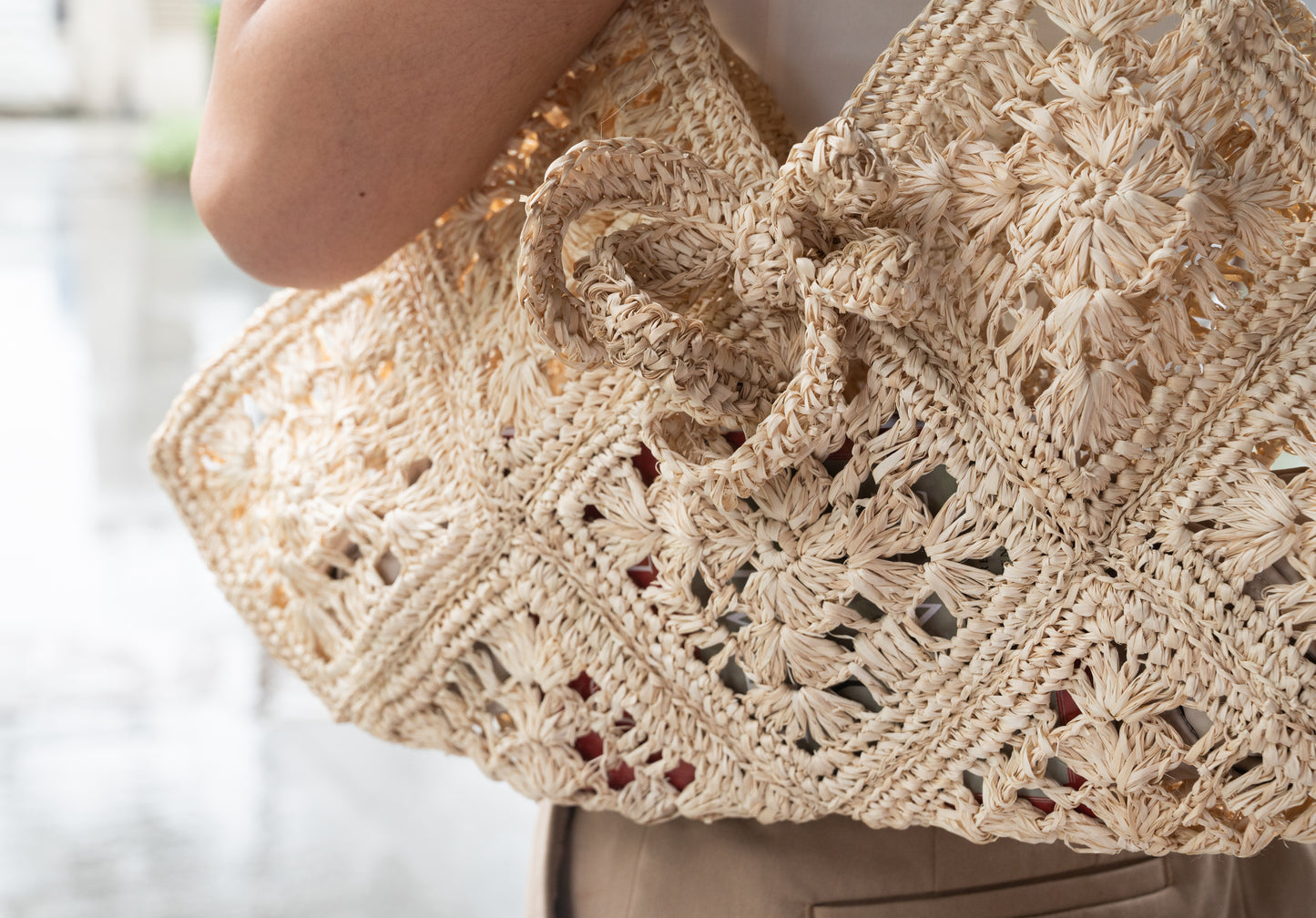 Destiny Crocheted Raffia Shoulder Bag