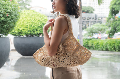 Destiny Crocheted Raffia Shoulder Bag