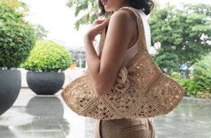 Destiny Crocheted Raffia Shoulder Bag