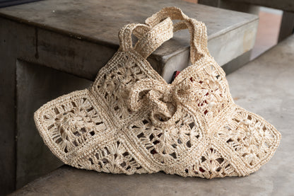 Destiny Crocheted Raffia Shoulder Bag