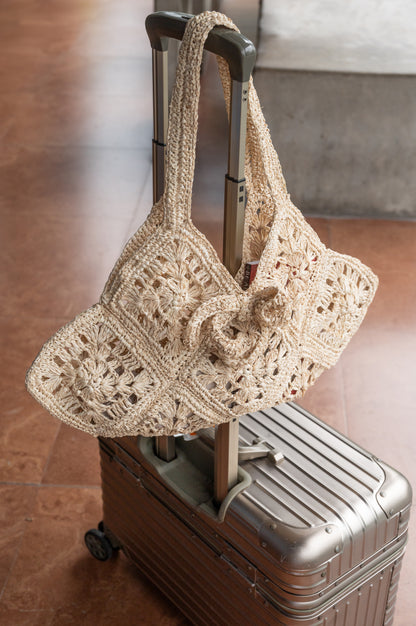 Destiny Crocheted Raffia Shoulder Bag