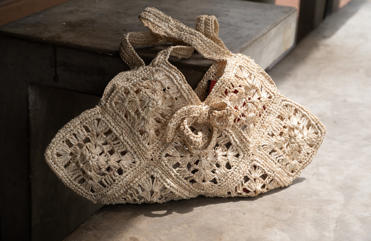 Destiny Crocheted Raffia Shoulder Bag