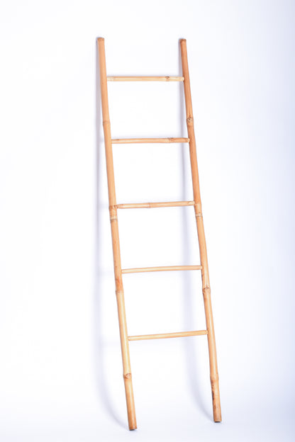 Veronica Bamboo Display Ladder crafted from sustainable bamboo, offering a multi-functional, eco-friendly storage solution. Perfect for towel racks, garment displays, and home decor, this elegant ladder adds a natural touch to any space.