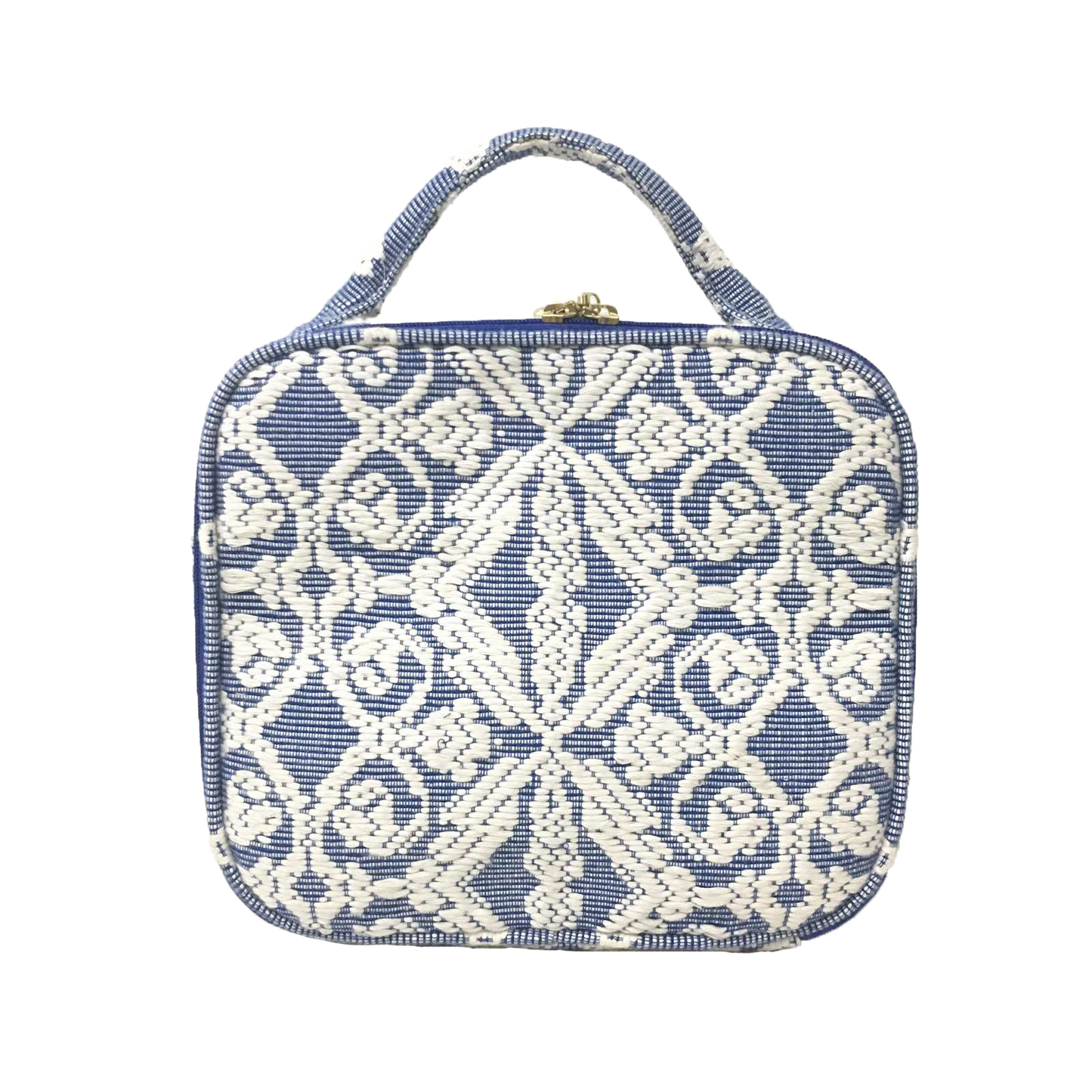 Dani Makeup Travel Bag, crafted with handwoven Abel Iloco fabric from the Ilocos region in the Philippines, featuring intricate nature-inspired patterns like stars, rivers, and florals. This makeup bag is spacious, ideal for organizing cosmetics and travel essentials, with 50% linen and 50% suede lining, and removable cotton straps. A tribute to Filipino heritage and sustainable craftsmanship. Spot clean and air dry to maintain its quality.