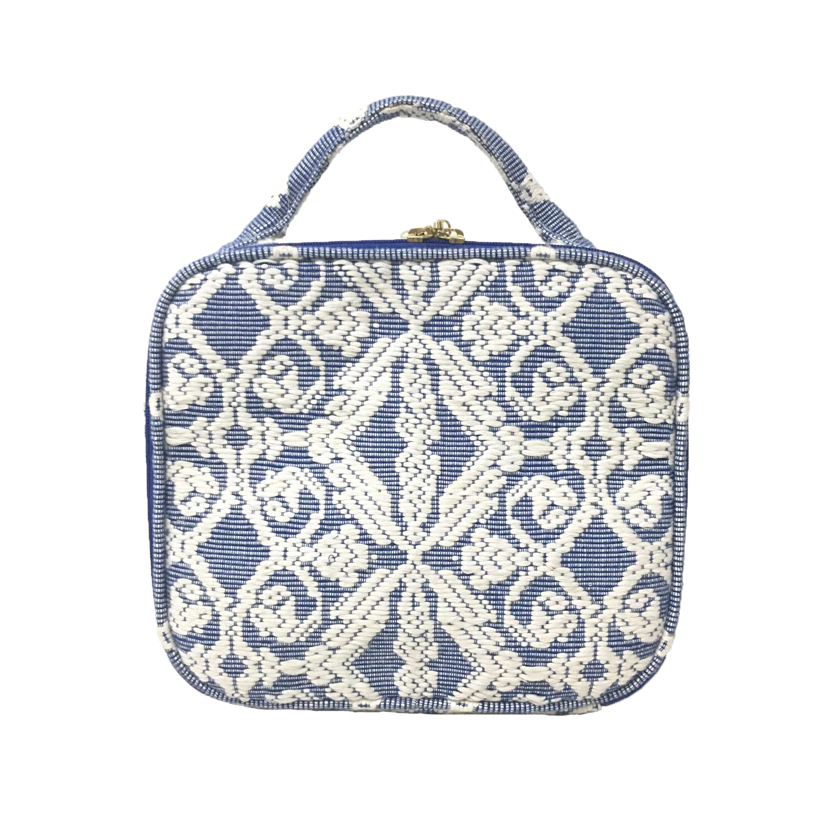Dani Makeup Travel Bag, crafted with handwoven Abel Iloco fabric from the Ilocos region in the Philippines, featuring intricate nature-inspired patterns like stars, rivers, and florals. This makeup bag is spacious, ideal for organizing cosmetics and travel essentials, with 50% linen and 50% suede lining, and removable cotton straps. A tribute to Filipino heritage and sustainable craftsmanship. Spot clean and air dry to maintain its quality.