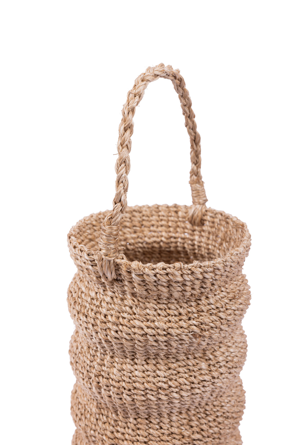 Handcrafted Demi Wine Bottle Carrier made from 100% natural plant fiber, designed to fit standard wine bottles and tall flasks. Eco-friendly wine carrier for gatherings, decor, or gifting, adding charm and sustainability to any setting.