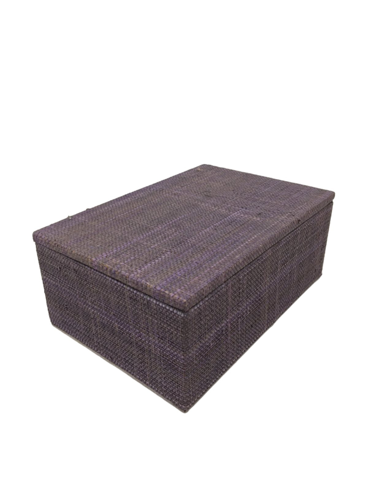 Lesley Simple Jewelry Box in Eggplant, handcrafted from 100% natural raffia plant fiber. Stylish and eco-friendly, perfect for organizing jewelry and keepsakes with a sophisticated, sustainable design.
