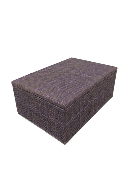 Lesley Simple Jewelry Box in Eggplant, handcrafted from 100% natural raffia plant fiber. Stylish and eco-friendly, perfect for organizing jewelry and keepsakes with a sophisticated, sustainable design.