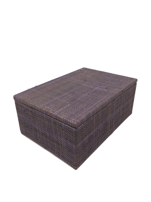 Lesley Simple Jewelry Box in Eggplant, handcrafted from 100% natural raffia plant fiber. Stylish and eco-friendly, perfect for organizing jewelry and keepsakes with a sophisticated, sustainable design.