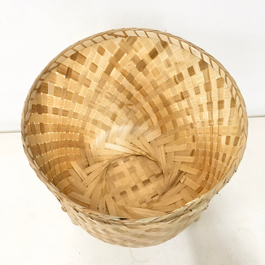 Veronica Bamboo Planter, 12-inch diameter, handcrafted from bamboo, ideal for displaying plants in eco-friendly style.