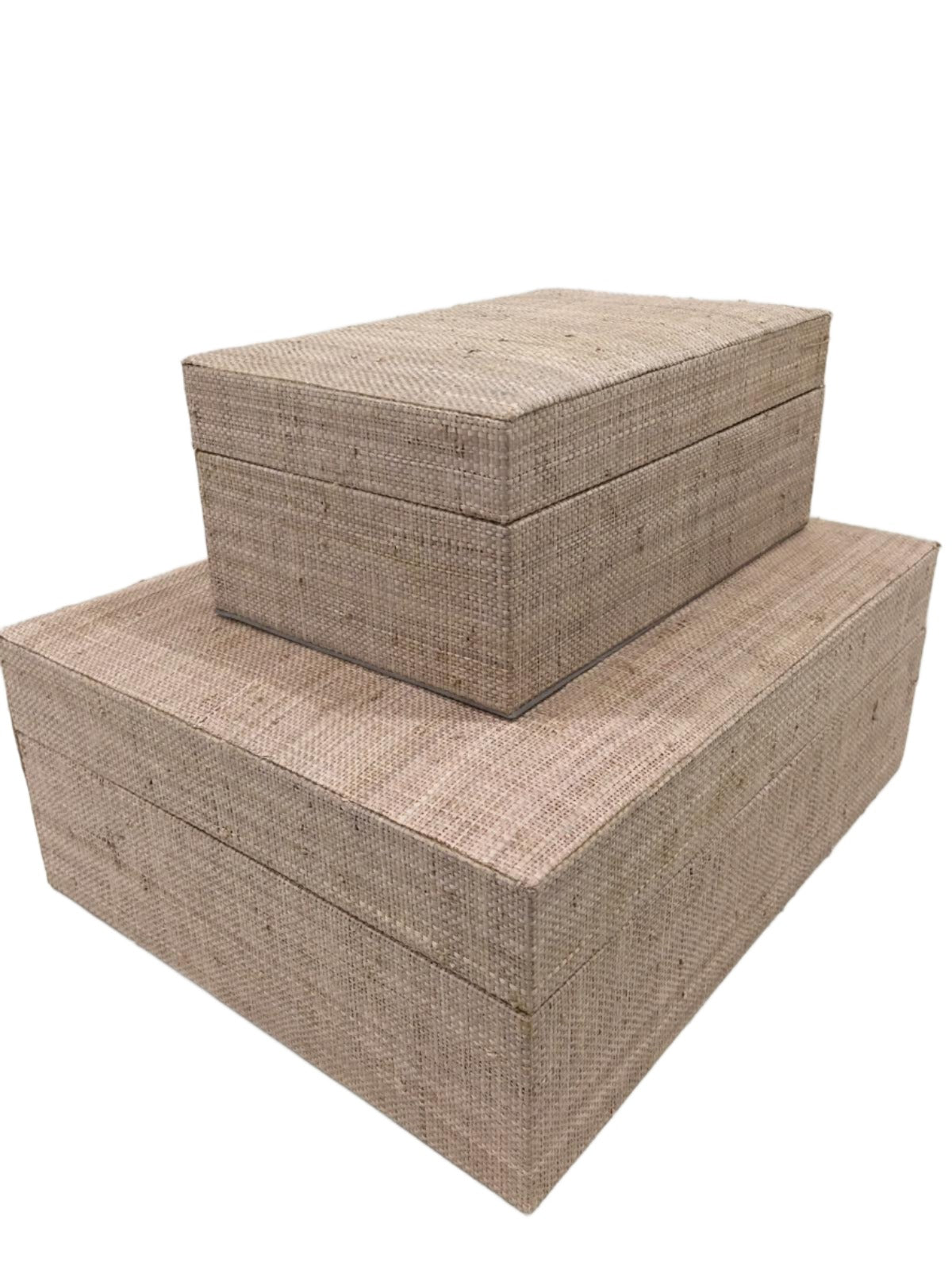 Elegant Hanny Simple Storage Boxes crafted from 100% natural plant fiber with faux suede inner lining, perfect for organizing books, remote controls, jewelry, and everyday essentials while enhancing your home decor.