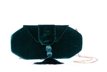 Load image into Gallery viewer, Forest Green Velvet clutch
