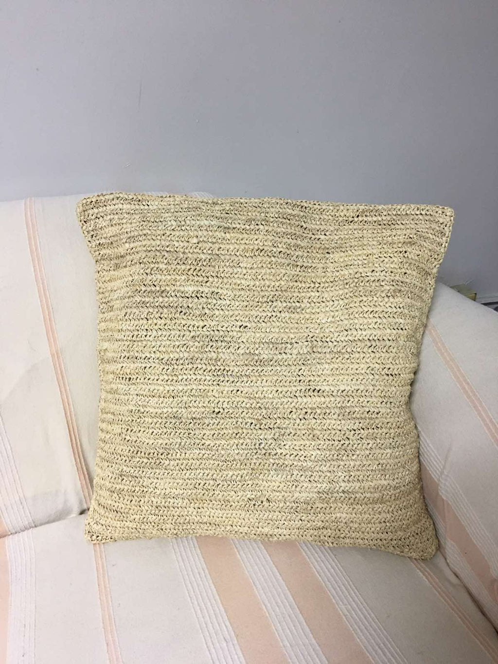 Hand-Crocheted Natural Raffia Pillow Cases - eco-friendly, artisan-crafted pillow covers in natural raffia, perfect for adding modern organic luxury to any living space.