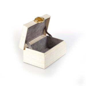 Karuna Raffia Jewelry Box with Agate Stone