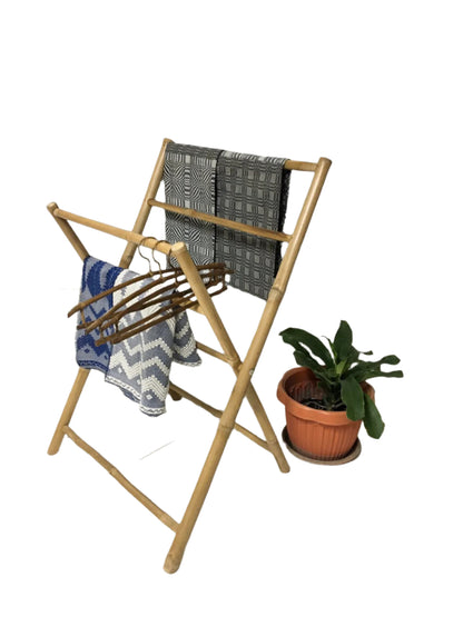 Veronica Bamboo Clothes Rack Dryer made from 100% bamboo, promoting sustainable living with energy-efficient air drying. Ideal for both home use and retail displays, this eco-friendly, space-saving rack adds a natural aesthetic to any space.