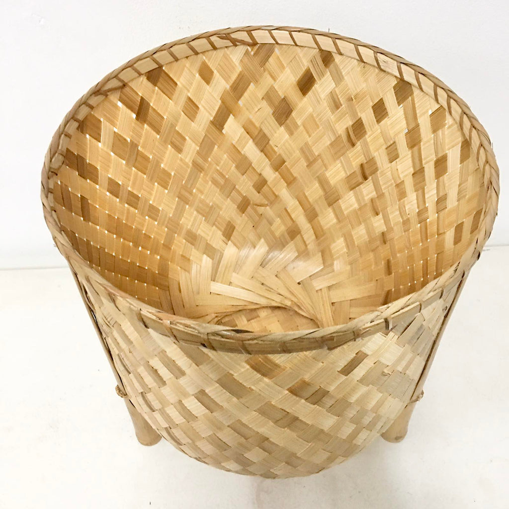 Veronica Bamboo Planter, 12-inch diameter, handcrafted from bamboo, ideal for displaying plants in eco-friendly style.